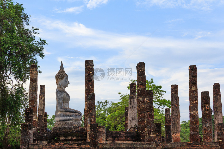 苏霍泰历史公园 旧城旅行森林雕塑石头雕像异国佛教徒冥想热带废墟图片