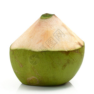椰子热带圆形水果绿色果汁白色背景图片