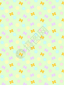 花朵和蝴蝶的形态紫色插图黄色绿色螺旋曲线橙子包装纸墙纸蓝色背景图片
