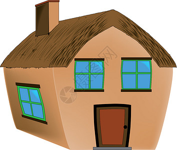 破旧的皮革茅草棕色建筑小屋插图背景图片