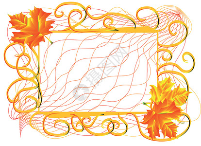 秋季假期漩涡框架落叶叶子藤蔓红色黄色季节背景图片