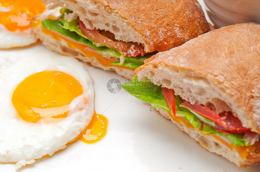 番茄生菜 鸡蛋三明治营养午餐工作室野餐叶子食物熟食火腿早餐小吃图片