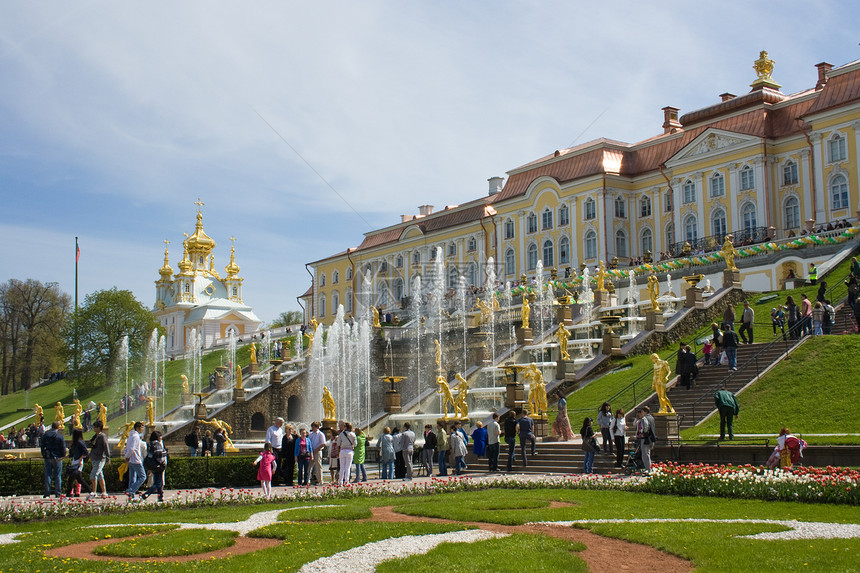 俄罗斯圣彼得堡的著名喷泉级联 彼得霍夫・圣彼得堡图片