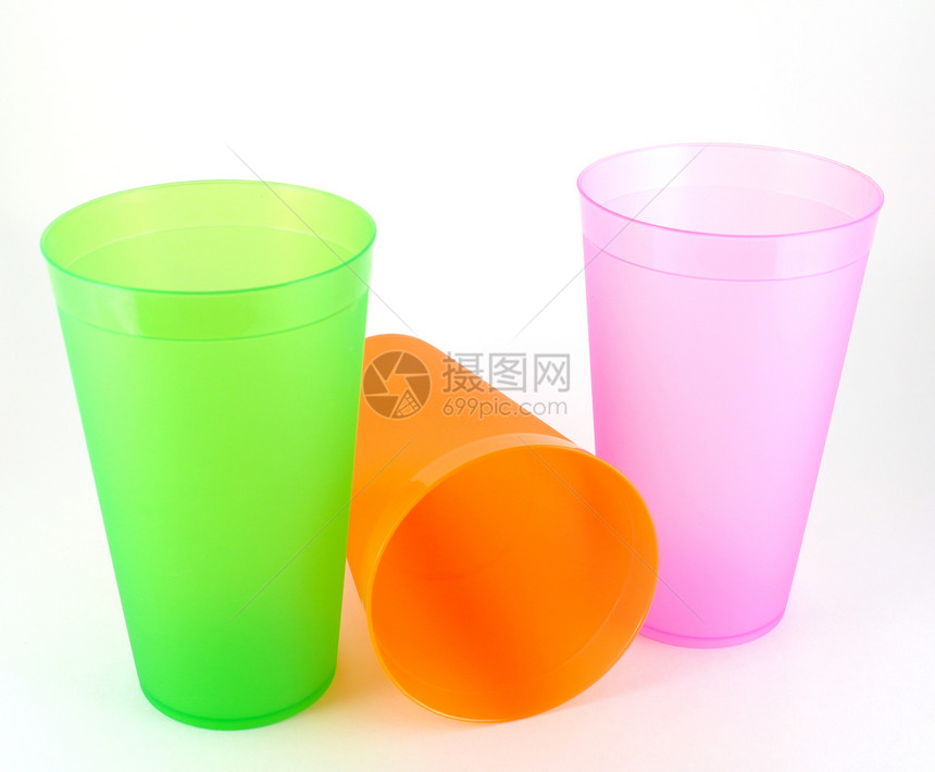 绿色 橙色和粉红色杯子活力橙子用具厨房玻璃餐具塑料粉色图片