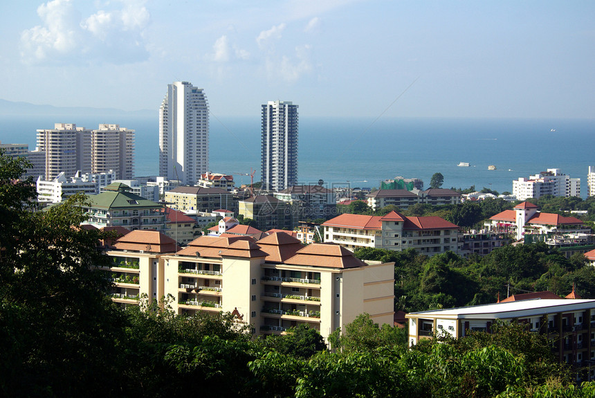 泰国帕塔亚的意见天际城市景观游客海滩蓝色路口风景天空建筑图片