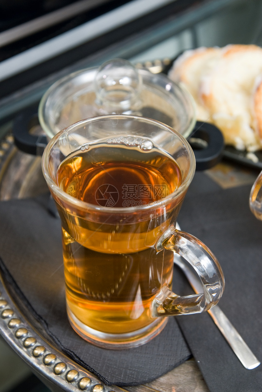 茶和蛋糕杯子玻璃液体早餐橙子营养垃圾食物美食压力图片