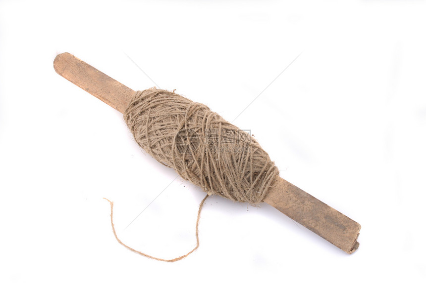 一根绳子棕色解决方案编织纤维羊毛线索材料缠绕线圈小路图片