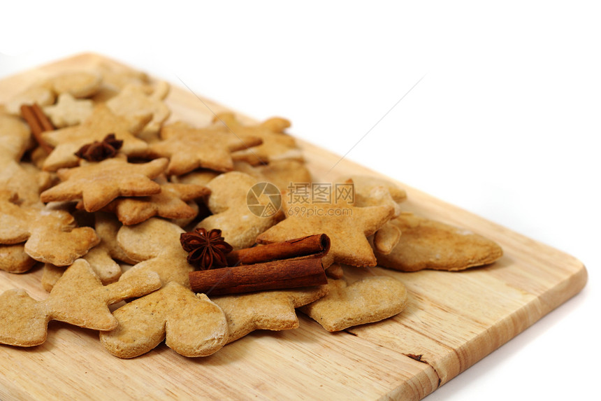 圣诞姜面包背景组织面包饼干八角肉桂星星烹饪香料厨房季节性图片