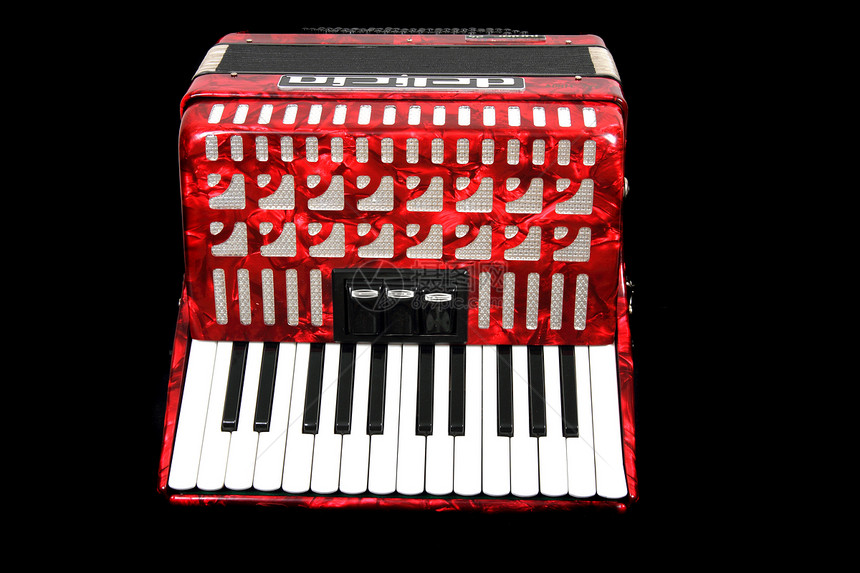 红圆锥形古董音乐红色白色扬声器黑色键盘手风琴乐器图片
