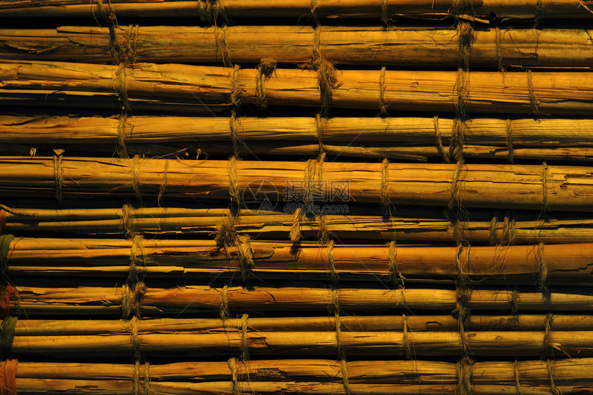 竹背景异国木头枝条绑定宏观黄麻情调晴天热带树枝图片