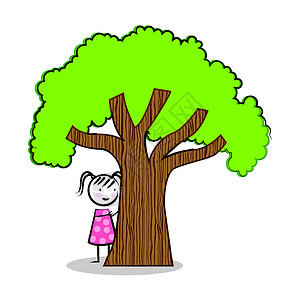 弧日 arbor 天孩子们乔木叶子庆典季节树干插图绿色环境橡木插画