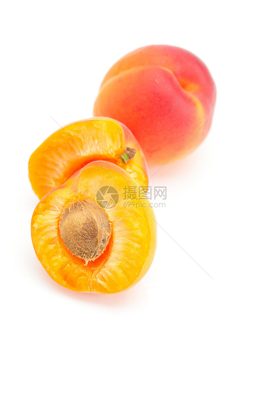 白上孤立的杏子食物白色水平水果剪裁营养甜点绿色黄色橙子图片