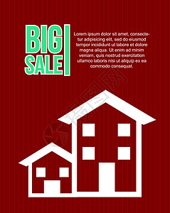 大销售公寓插图反射指标建筑房子标签财产商业红色背景图片