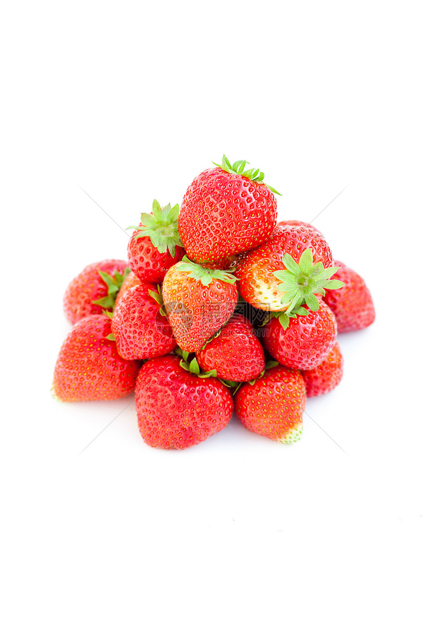 白边上被孤立的红莓草莓框架盘子食物水果浆果生活叶子营养团体早餐图片