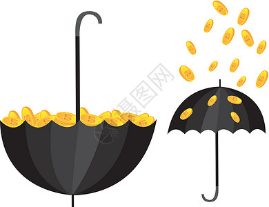和雨伞的硬币背景图片