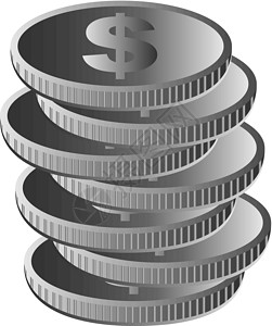 固定资产的折旧银硬币宝藏插图成功储蓄团体财富图纸财政工资收益插画