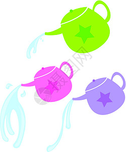 喷口水罐灌溉黏土插图喷壶星星生长金属爱好产品水域插画