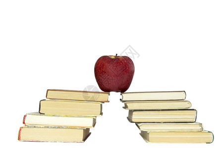 书本红色学习水果图书教育营养背景图片