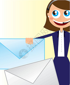 女商务员接收矢量导师技术讲师女孩信封秘书职业帮助办公室接待员设计图片