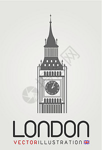 伦敦泰晤士河钟塔历史性插图时间建筑城市王国游客地标旅行议会插画