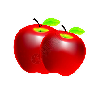 光泽度两个苹果漫画水果卡通片艺术食物健康果味乐趣叶子绿色插画
