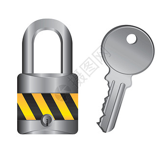 一堆钥匙带密钥的锁扣软垫钥匙黄铜保障合金安全旋转配置按钮金属插画