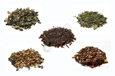 收集茶叶质量芳香草本草药树叶种类背景图片