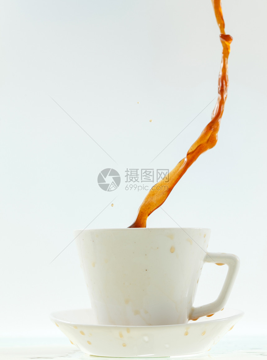 咖啡加茶杯棕色咖啡店创造力商业飞溅液体白色飞沫餐厅飞碟图片