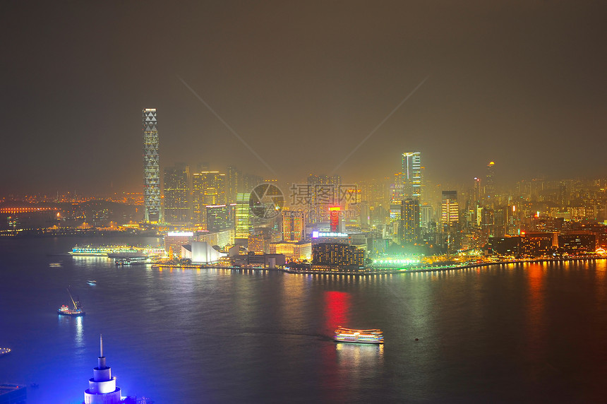 夜里九龙天空文化全景市中心建筑物城市生活密度旅行摩天大楼图片