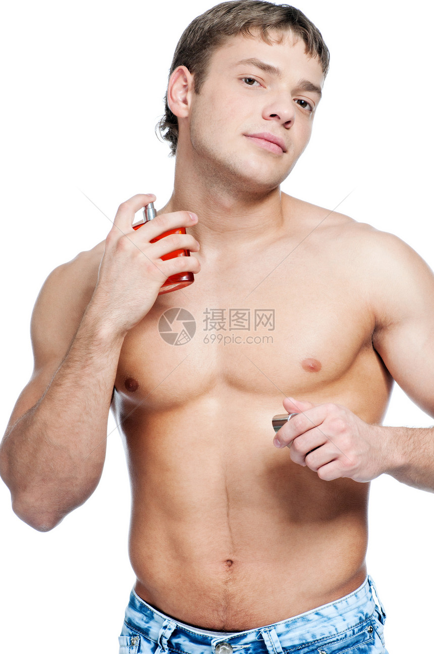喷洒香味的化身健康人眼睛胡须成人均衡马桶护理瓶子身体牛仔裤男性图片