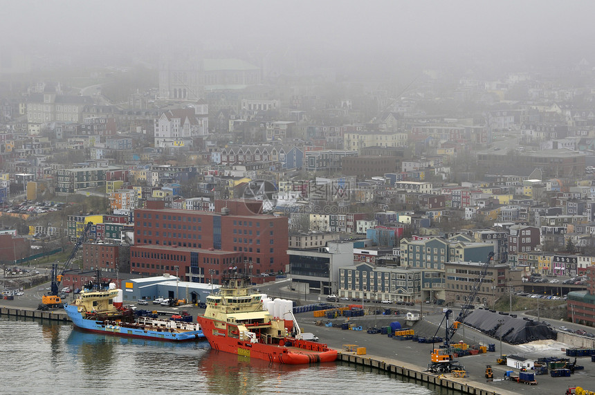 纽芬兰的圣约翰全景支撑城市天气码头港口房子房屋海岸海岸线图片
