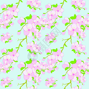色彩多彩的花色无缝模式背景叶子季节性插图绿色季节紫色创造力墙纸粉色背景图片