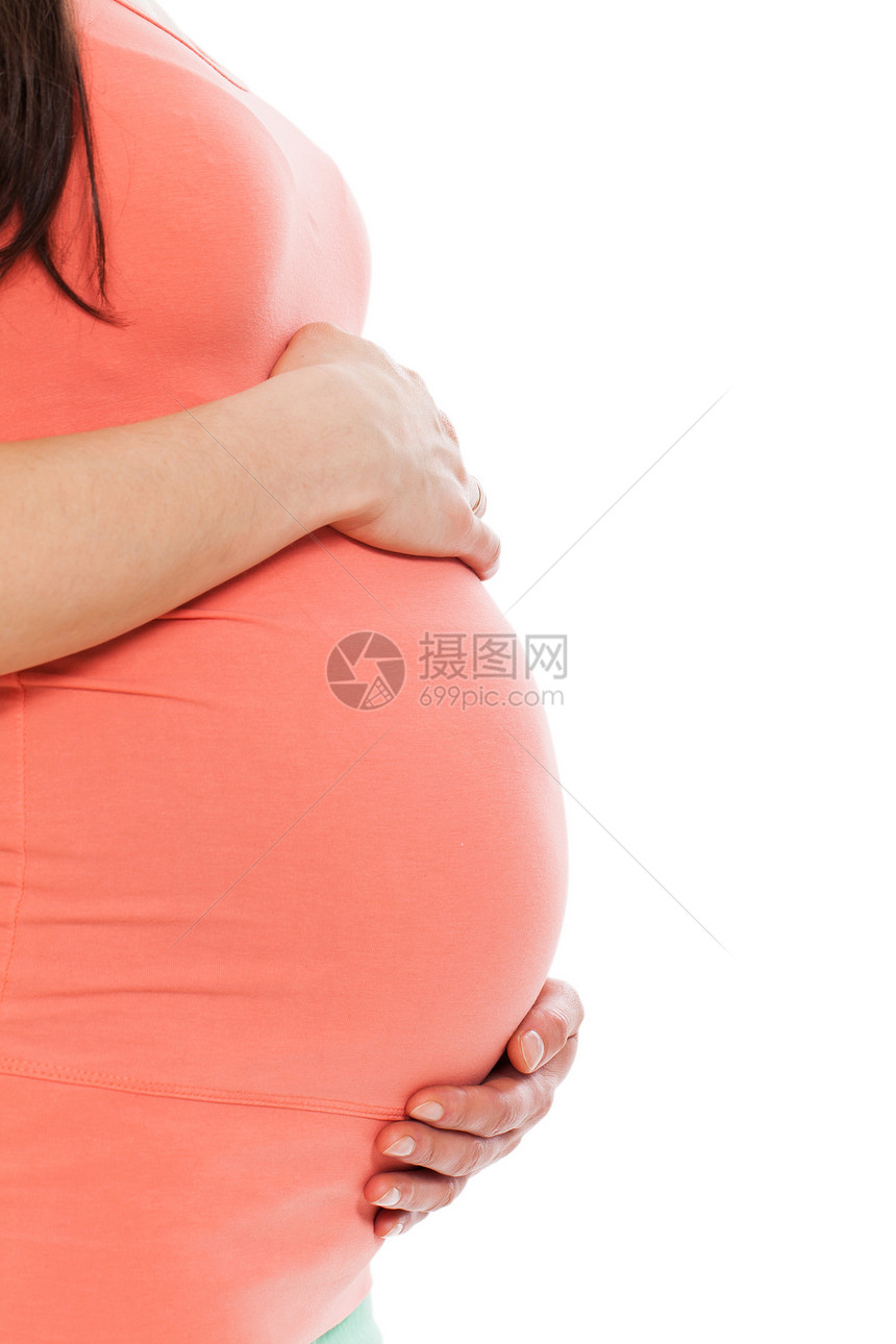美丽的怀孕肚子母性亲热药品女孩成人妈妈白色身体生育力孩子图片