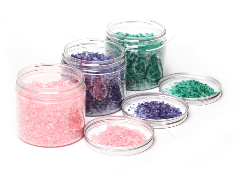 箱中天然浴盐身体按摩奢华芳香紫色水晶卫生草本植物疗法矿物图片