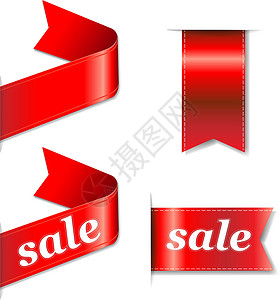 红色横幅标签红网销售丝带集插画