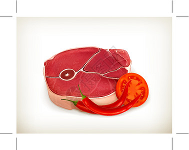 牛排和番茄切含有蔬菜病媒的牛肉牛排插画