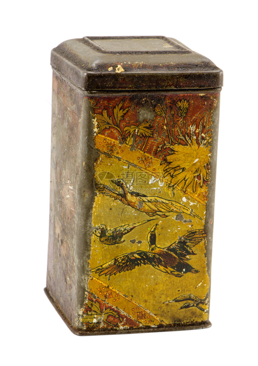 古老的石罐锡箱茶叶图片