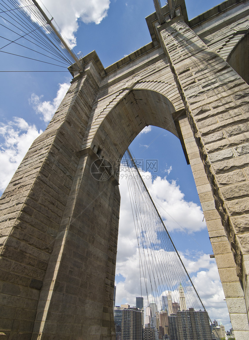 布鲁克林桥建筑绳索天际运输游客吸引力旅行城市文化商业电线图片