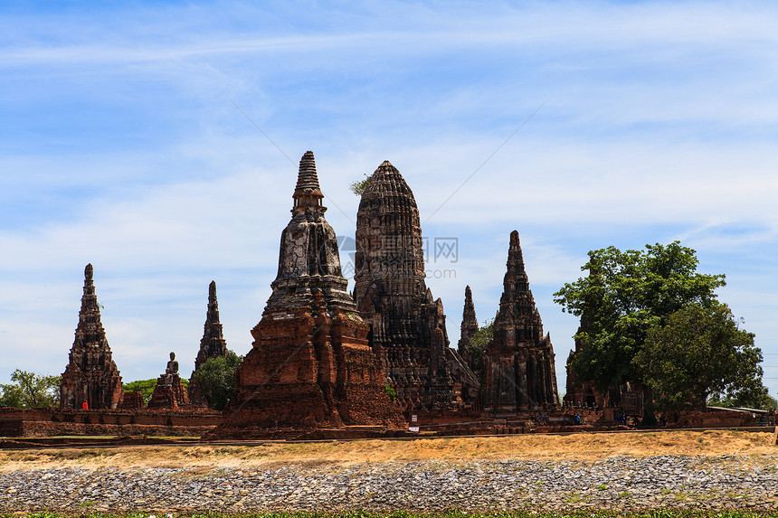 泰国Ayutthaya的寺庙地标身体建筑天空宝塔遗产宗教历史性旅游旅行图片