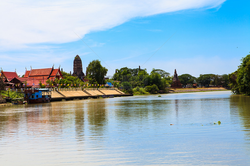 泰国Ayutthaya泰神庙废墟历史石头宗教崇拜佛教徒地标建筑学游客纪念碑图片