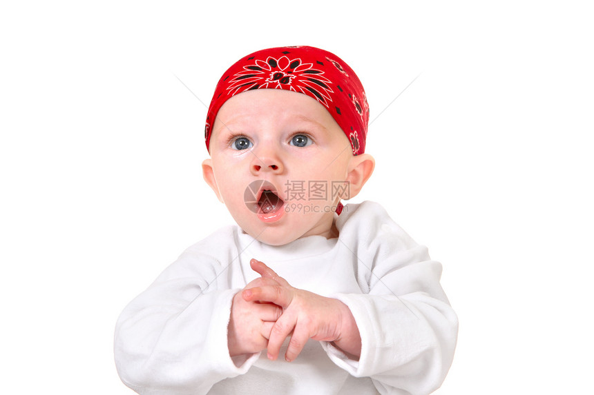 惊讶的婴儿男孩金发男生男性童年孩子眼睛欢乐头巾儿子宝贝图片
