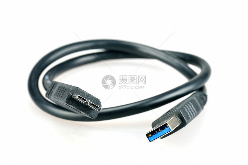 USB 3 0 有线连接器电缆金属蓝色公共汽车电子产品记忆棒电脑界面白色图片