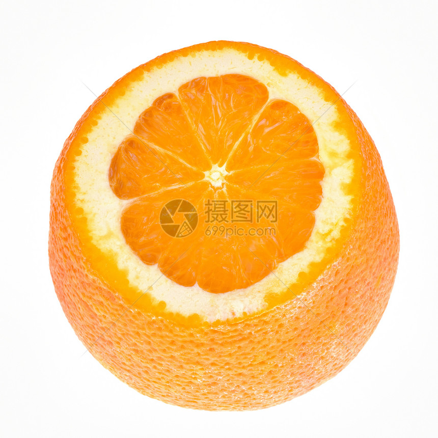 切片橙色水果健康圆形橙子果汁白色热带柠檬维生素茶点图片