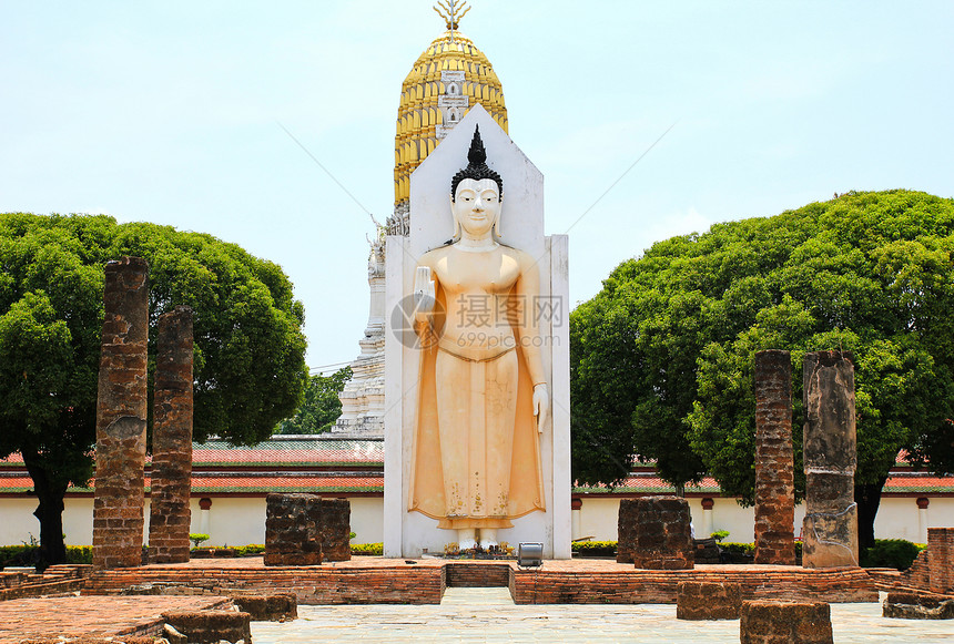 寺 彭世洛 泰国宗教微笑雕像圣雄雕塑废墟佛教徒寺庙旅行花园图片