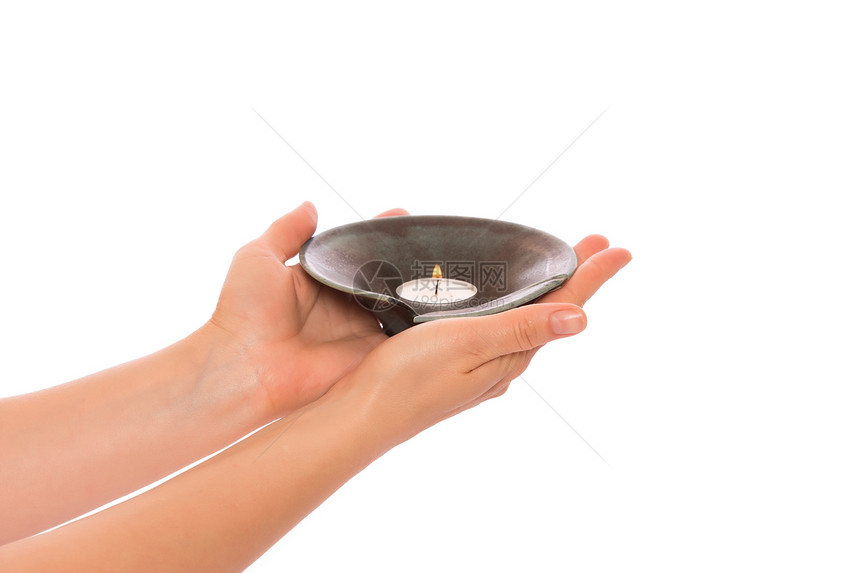 手握着蜡烛辉光精神白色烛光棕榈祷告希望力量火焰手指图片
