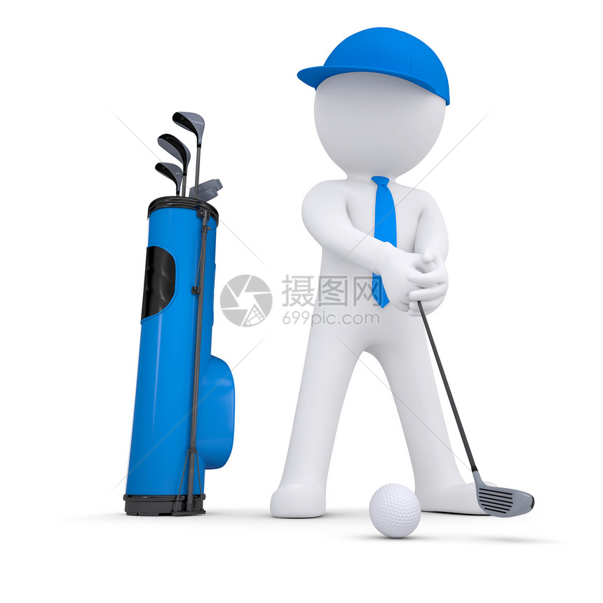 3名白人男子打高尔夫球学习冠军男人成功站立灰色领带蓝色运动俱乐部图片