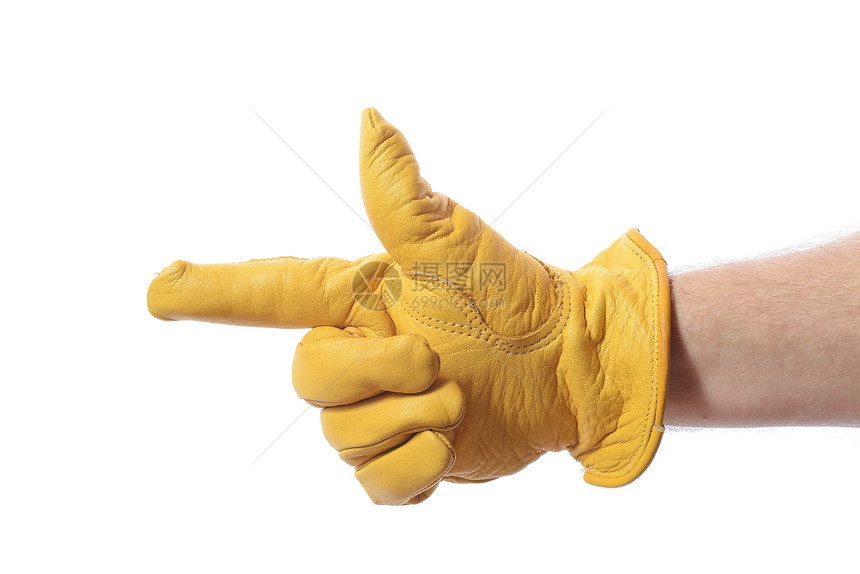 建筑手套点力量斗争手指拳头黄色工人灰色男性工业皮革图片