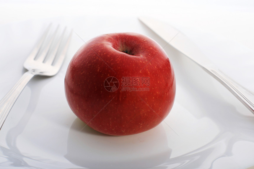 盘子里有苹果午餐概念蔬菜白色卫生饮食保健早餐水果红色图片