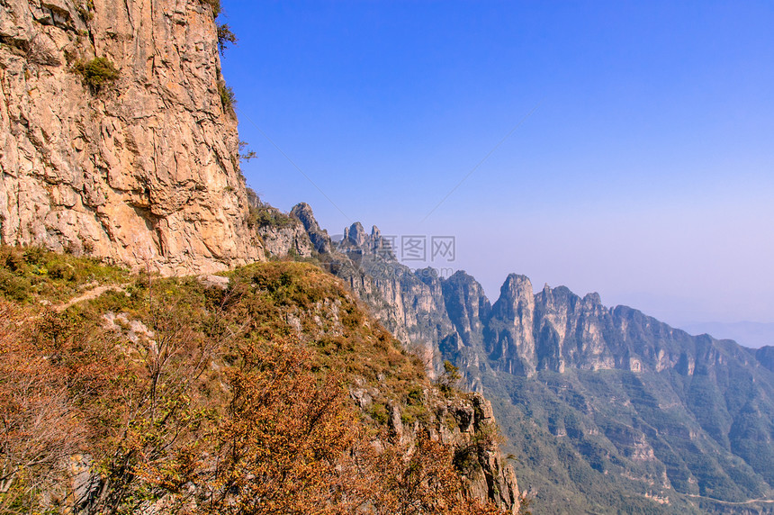 太行山相片石头旅行水平蓝色悬崖远足岩石太行天空图片