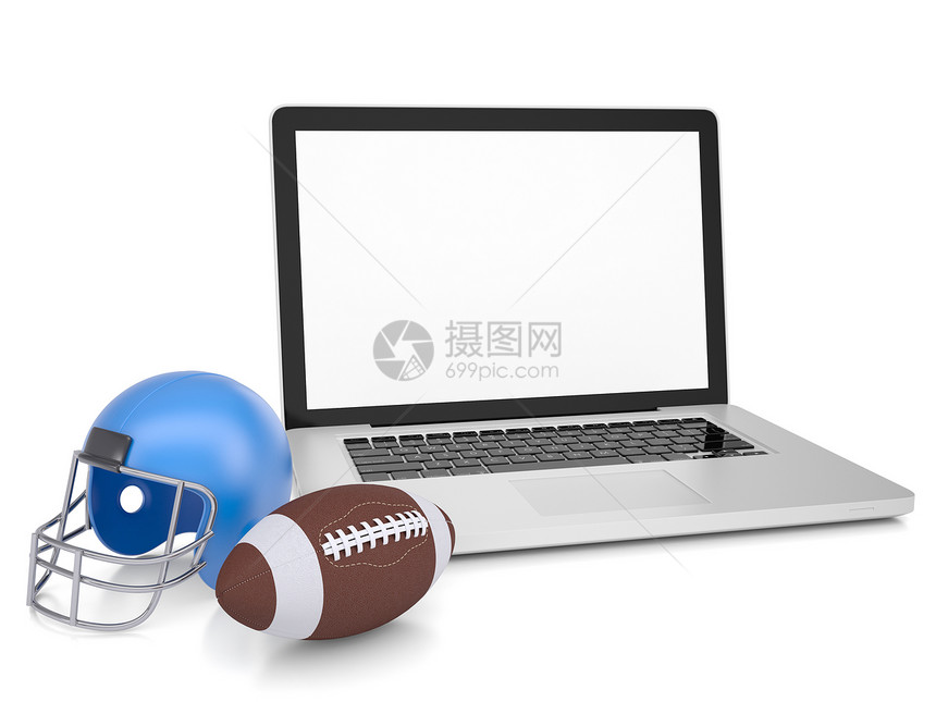 膝上型计算机 足球头盔和球互联网通信笔记本展示插图机动性电子产品游戏商业近场图片